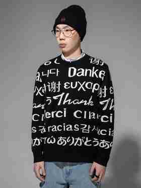 【毛衣/针织】CHINATOWN MARKET  MULTI LANGUAGE JACQUARD KNIT SWEATSHIRT