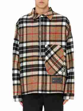 【男士长袖衬衫】WE11 DONE CAMEL WD CHECK ANORAK WOOL SHIRT