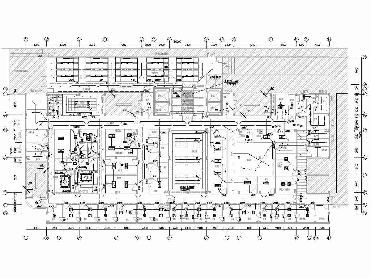 [一键下载]8套大型医院电气图纸合集-[福建]省立医院门诊楼电气施工图（强弱电）-1照明平面图